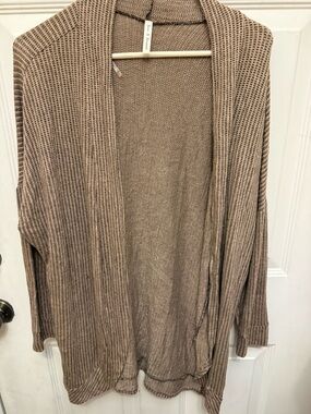 Cozy Open-Front Taupe Knit Cardigan